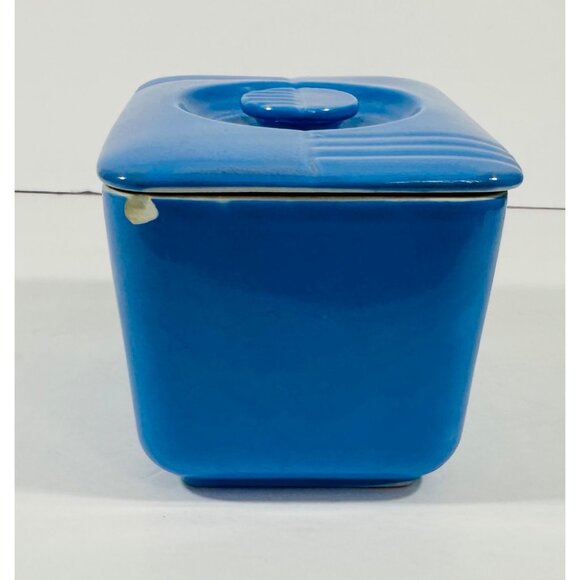 Vintage Hall China Westinghouse Delphinium Blue Refrigerator Dish With Lid 6.25” - Picture 8 of 11